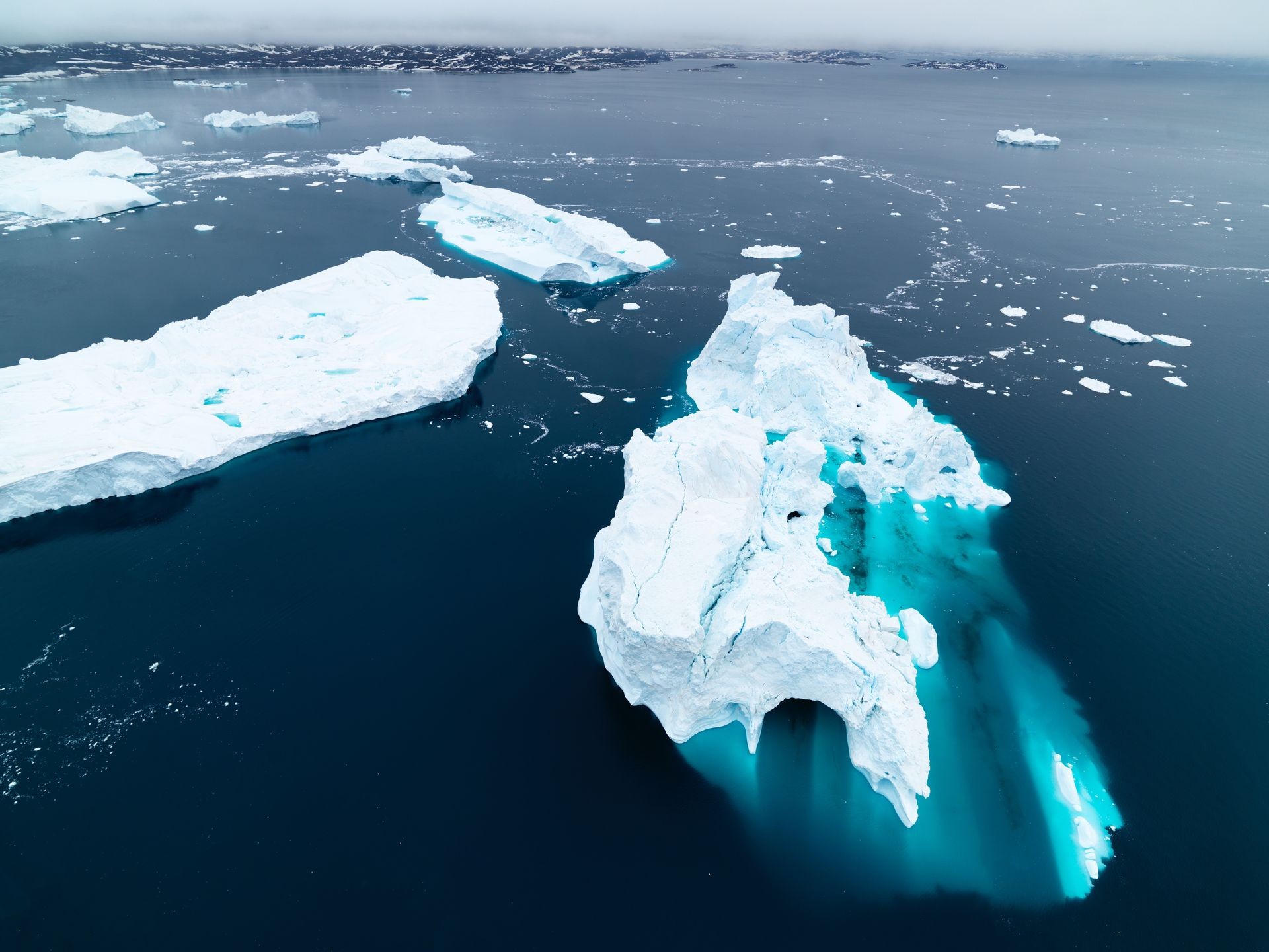 Arctic Icebers on Arctic Ocean, Greenland
